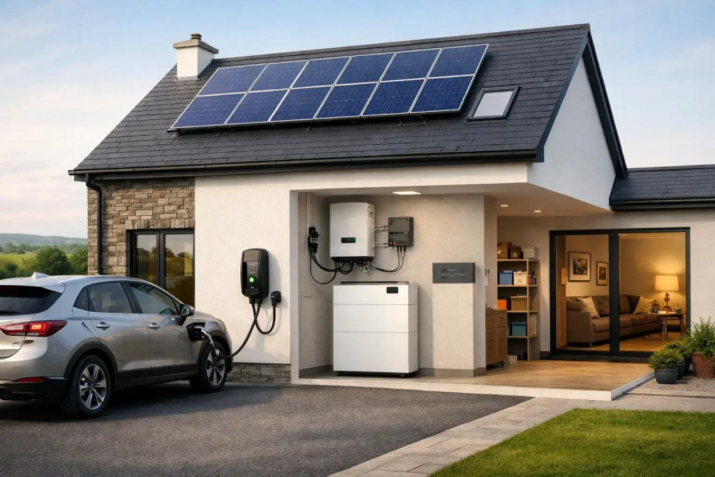 Smart home using a Level 2 EV charger with solar energy and battery storage